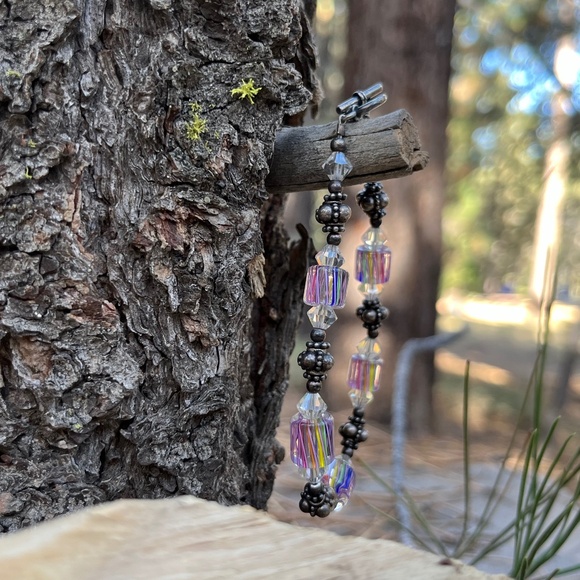 Artisan Murano Glass Crystals Metal Bracelet Vintage - Picture 5 of 6